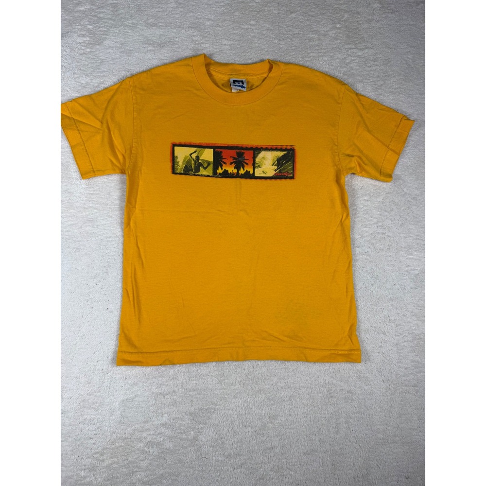 Matix‎ Surf Graphic T-Shirt Kids Medium Yellow y2k Vintage Skate Tee Made in USA